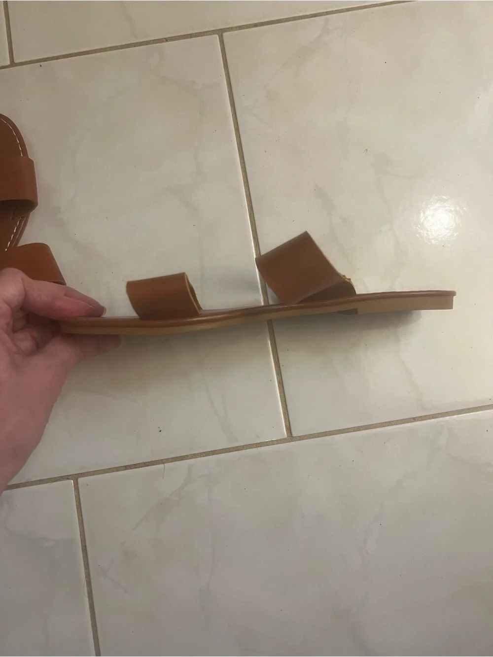 Women’s Brown Double-Strap Slide Flat Sandals